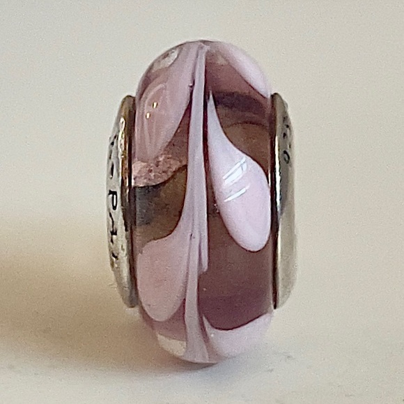 Pandora Retired Pink Swirly Swirl / Swirls Murano Glass Charm - Picture 6 of 6
